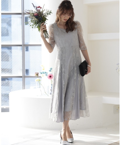 「PREFERIR」 7分袖ワンピース MEDIUM ネイビー レディース_画像5