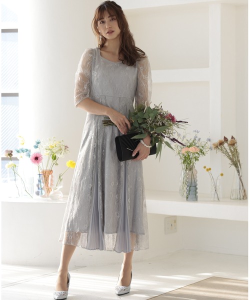 「PREFERIR」 7分袖ワンピース MEDIUM ネイビー レディース_画像6