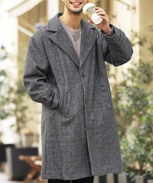 コート チェスターコート 総柄メルトンウール ビッグシルエット オーバーサイズ ロング チェスターコート Zozotown Paypayモール店 通販 Paypayモール