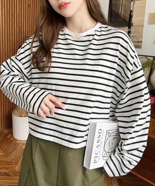 Deuxieme Classeクロップド ロングスリーブ Tシャツ／2枚ア
