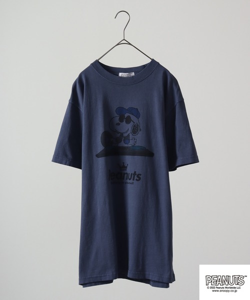 PEANUTS tシャツ スヌーピー 音楽イラスト ピグメント加工 半袖Tシャツ
