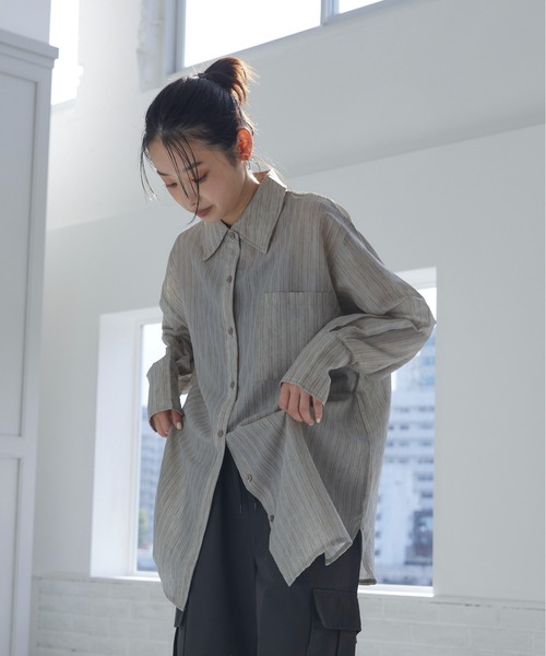 feepur ブラウス シャツ 2wayシアーストライプシャツ レディース