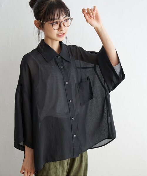 LBC ブラウス シャツ シアーボックスシルエットシャツ