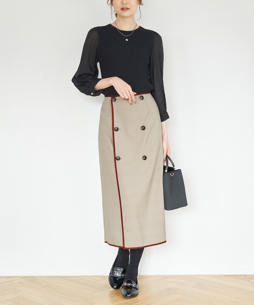 ♢ ROPEストライプリバーシブルスカート 40(L) スカート チェック