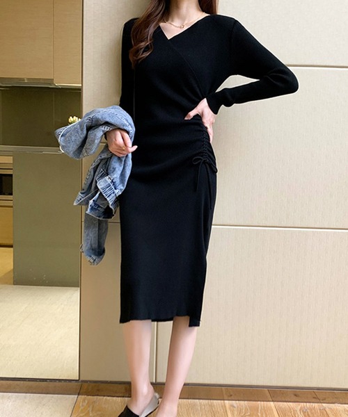 Amulet（アミュレット） ワンピース カシュクールニットワンピース