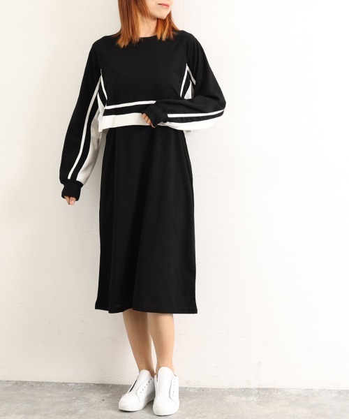 韓国 秋冬 セットアップ☆長袖 タートル Vネックワンピース miniministore ワンピース セットアップ風ワンピース 長袖 韓国