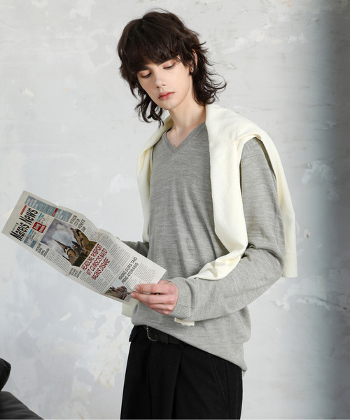 SPADE セーター ニット 「SPADE」カシミアタッチ Vネック メンズ