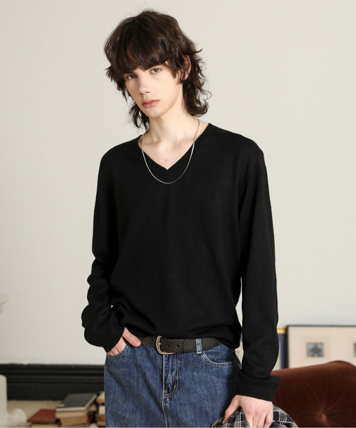 SPADE セーター ニット 「SPADE」カシミアタッチ Vネック メンズ