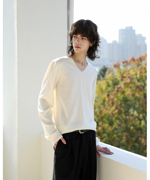 スコッティ・キャメロン　カシミアVネック　セーター　ホワイト　L スコッティ・キャメロン カシミアVネック セーター ホワイト L