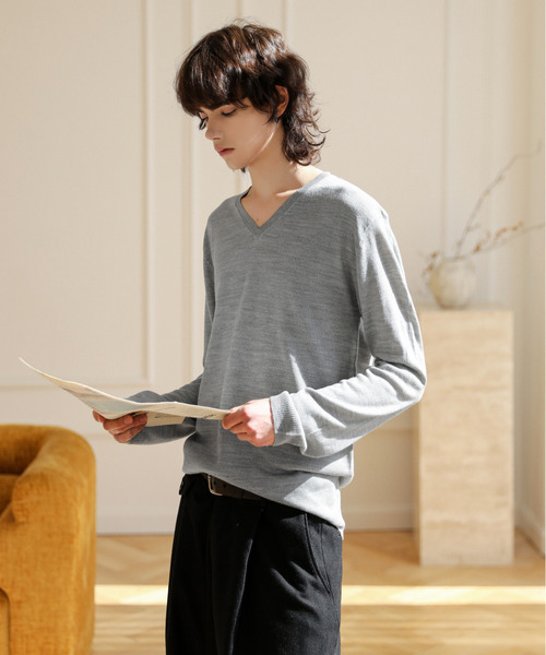 SPADE セーター ニット 「SPADE」カシミアタッチ Vネック メンズ