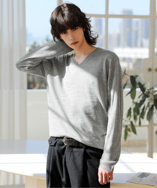 SPADE セーター ニット 「SPADE」カシミアタッチ Vネック メンズ