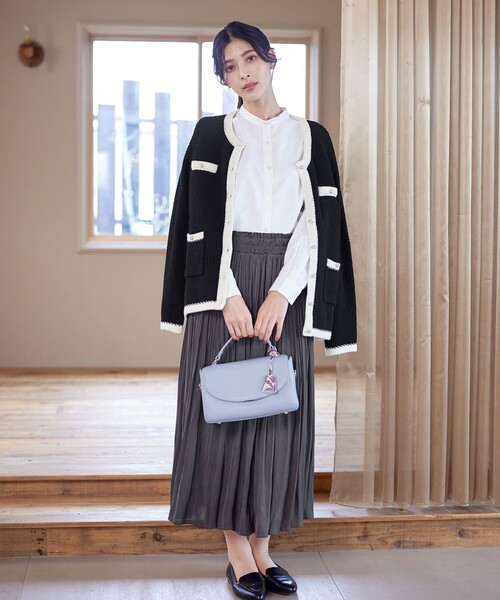 Tiaclasse ジャケット ノーカラージャケット 「洗える」ミドル丈配色