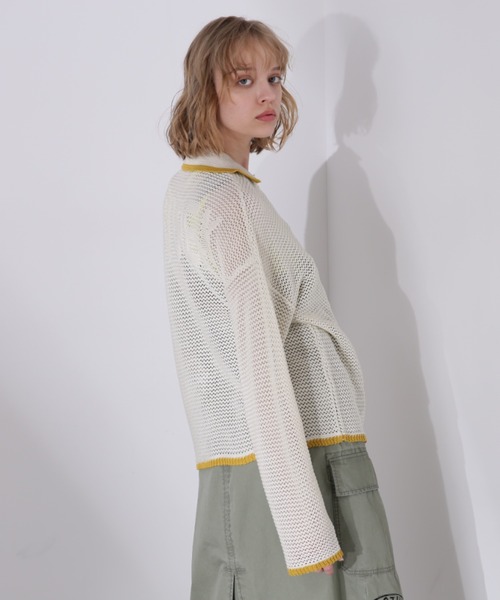 カーディガン MACRAME LINE CARDIGAN/マクラメ ラインカーディガン レディース AVIREX カーディガン MACRAME LINE CARDIGAN/マクラメ ライン