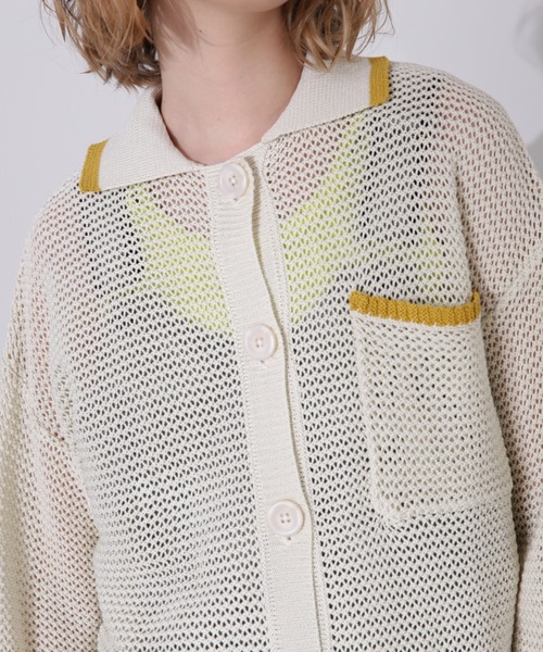 カーディガン MACRAME LINE CARDIGAN/マクラメ ラインカーディガン レディース AVIREX カーディガン MACRAME LINE CARDIGAN/マクラメ ライン