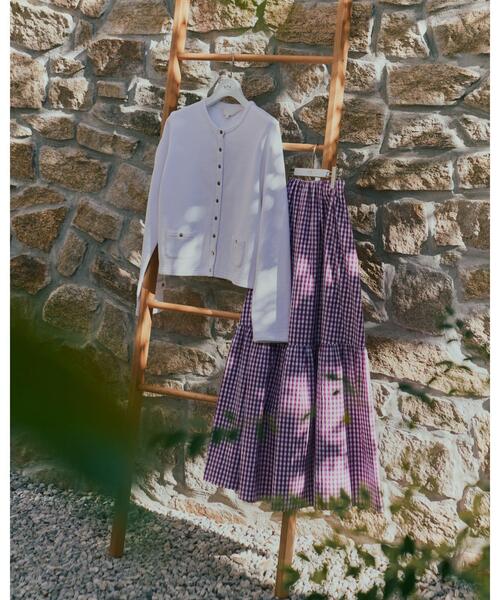 24SS美品 To b by agnes b:ギンガムリップルチェックスカート ギンガムリップルチェックスカート ｜To b. by agnès b