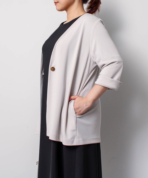新品✨fleur by mint breezeライトグレー ノーカラーコートLL フルールbyミントブリーズ(fleur by mint breeze) レディース