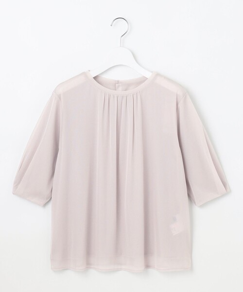 tシャツ シアーレイヤード タックスリーブ カットソー