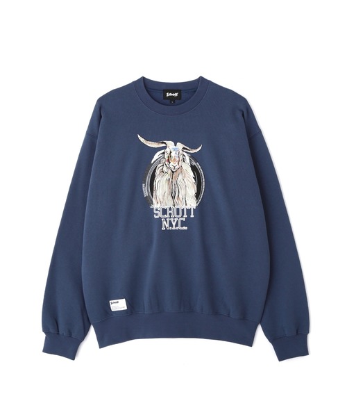 Schott ショット COLOR FLOCKY GOAT CREW SWEAT トレーナー Schott N.Y.C トレーナー スウェット Schott/ショット/SALT AND