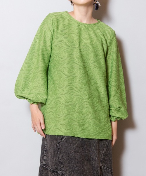 tシャツ ウェーブジャガードプルオーバー レディース
