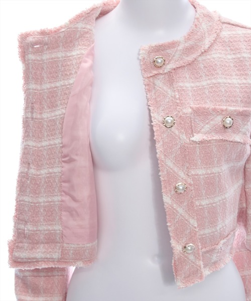 clear ジャケット ノーカラージャケット ツイードジャケット 「大人