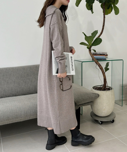 Ada. ワンピース ハーフジップ ニット ロング ワンピース : ZOZOTOWN