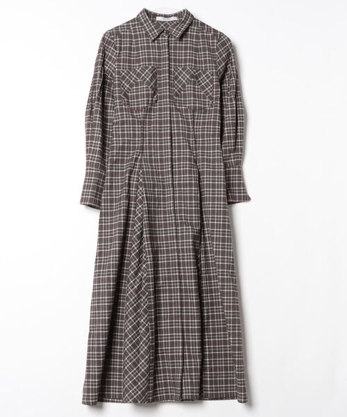 Her lip to」 チェック柄シャツワンピース S グレー レディース  