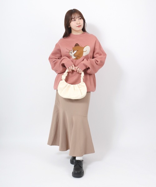ジャガード編みオシャレ女の子ニットセーター ニット セーター WARNER TOM＆FERRY（トムとジェリー）キャラクター
