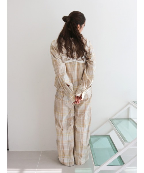 Ungrid（アングリッド） ワイドパンツ パンツ リネン混チェック柄