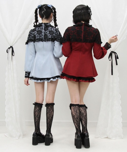 DearMyLove セットアップ キラキラハートビジューレース重ねフリル
