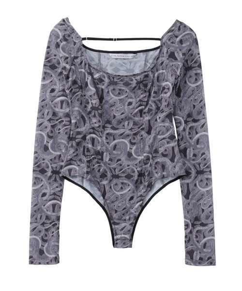 tシャツ ALL OVER PRINT FLONT STRAP BODY SUIT TOP レディース メンズ