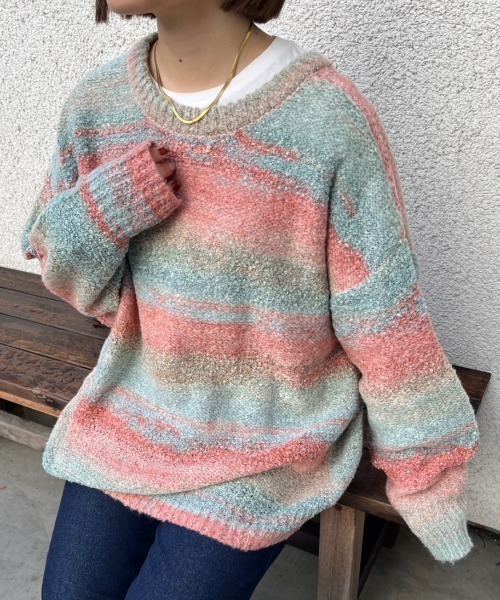 「nemne store」 ニットカーディガン SMALL ピンク レディース_画像6