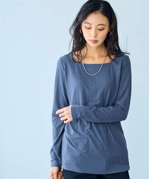 ニッセン（nissen） tシャツ ランダムリブカットソースクエアネック