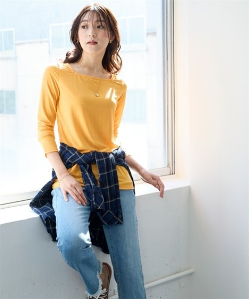 超美品｜完売品 ランダムリブカットソー size2 navy ニッセン（nissen） tシャツ ランダムリブカットソースクエアネック