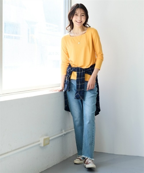 ニッセン（nissen） tシャツ ランダムリブカットソースクエアネック