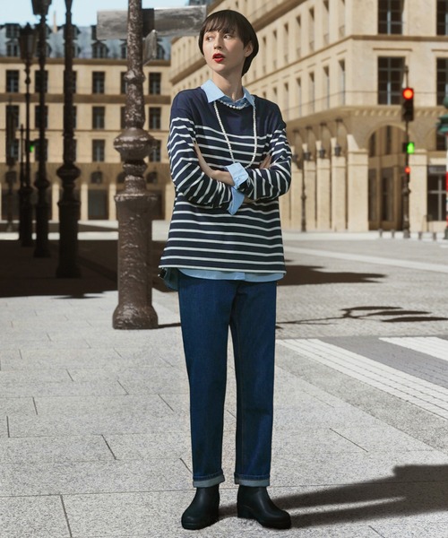 AIGLE tシャツ マリンストライプ ロングスリーブボーダーTシャツ