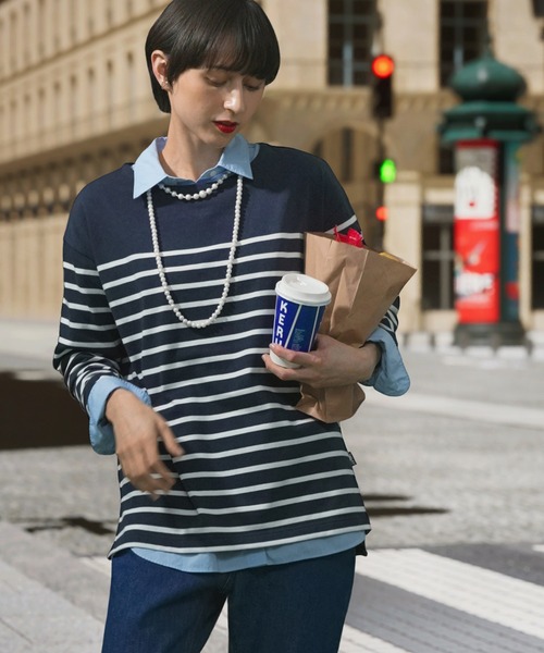 tシャツ マリンストライプ ロングスリーブボーダーTシャツ RP 長袖Tシャツ レディース AIGLE tシャツ マリンストライプ ロングスリーブボーダーTシャツ
