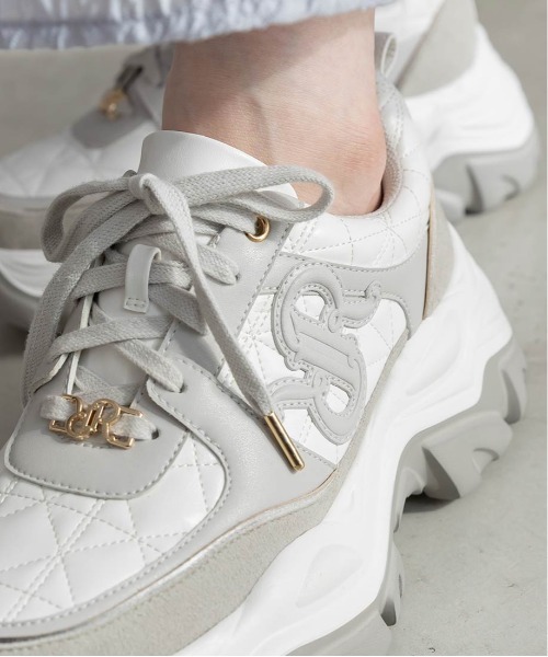 RANDA新品未使用モノグラムボリュームソールスニーカーＬサイズ ランダ RANDA モノグラムボリュームソールスニーカー （BEIGE） -靴