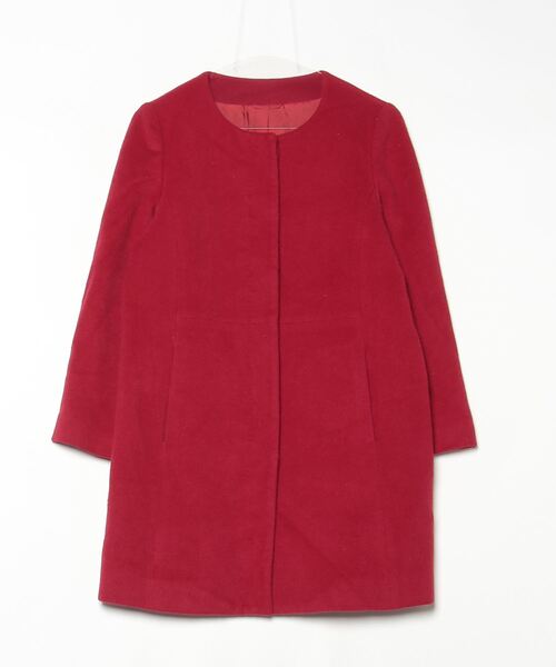ANAYI（アナイ） ノーカラーコート 38 レッド レディース : ZOZOTOWN