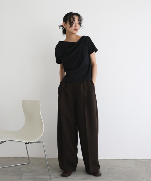 「WONEM」 半袖Tシャツ FREE ブラック レディース WONEM 「WONEM」 半袖カットソー FREE ブラック レディース