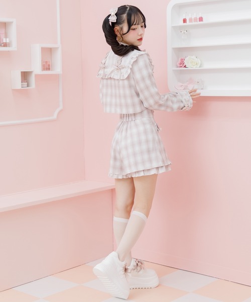 ビジューボタンコート（ファッション）（色：グレー系）の