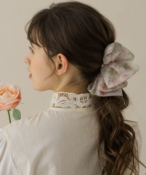 LA MUe ヘアクリップ 「LA MUE」花柄シアーリボンバンスクリップ
