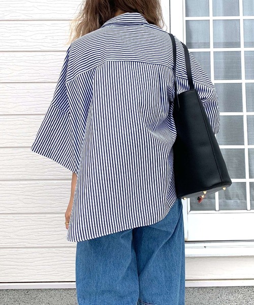 ブラウス シャツ フロント刺繍バイカラーシャツ レディース Q ブラウス シャツ フロント刺繍バイカラーシャツ レディース