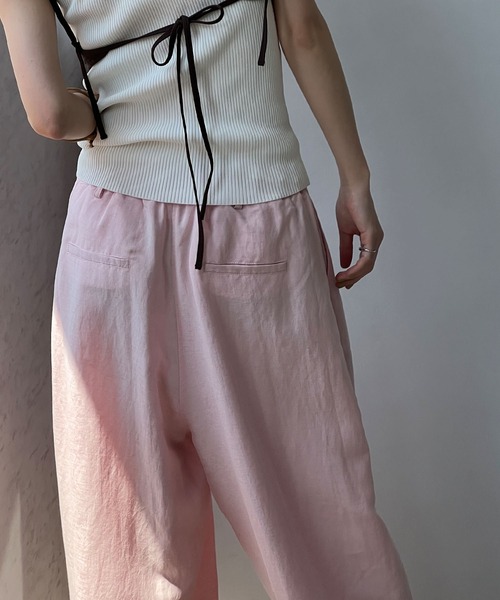 ワイドパンツ パンツ リネン混ボリューム イージーパンツ chw25s057 レディース メンズの画像