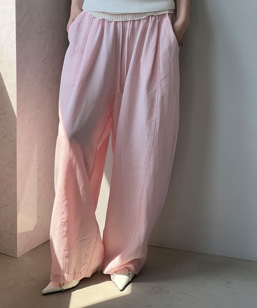 ワイドパンツ パンツ リネン混ボリューム イージーパンツ chw25s057 レディース メンズの画像