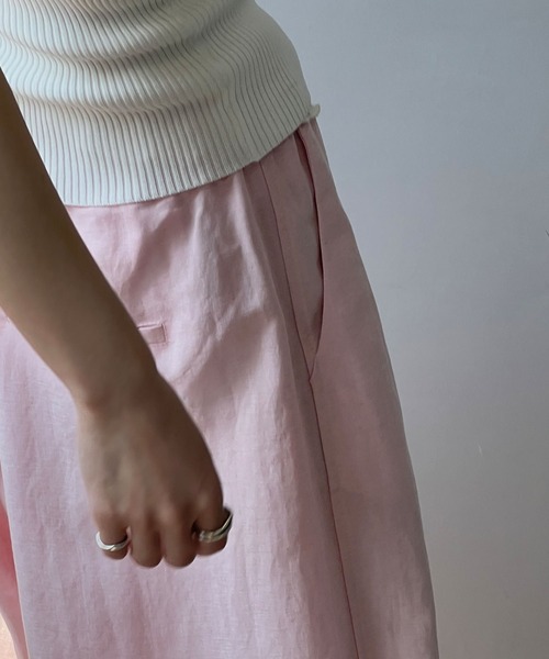 ワイドパンツ パンツ リネン混ボリューム イージーパンツ chw25s057 レディース メンズの画像