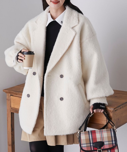 「BONLECILL」 チェスターコート FREE チャコールグレー レディース_画像8