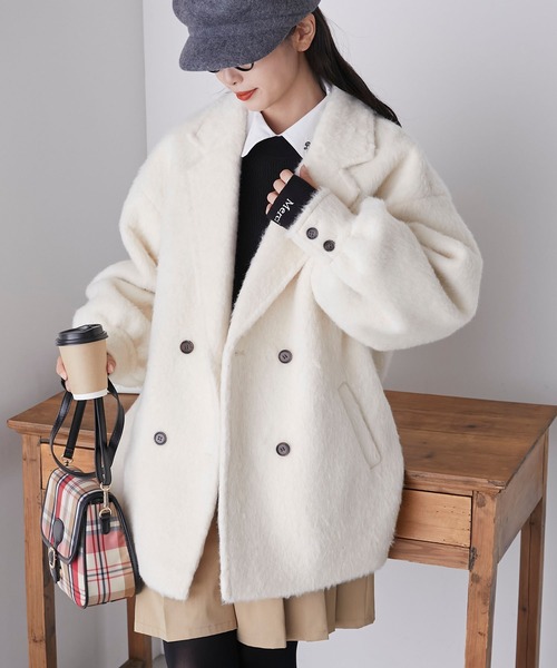 「BONLECILL」 チェスターコート FREE チャコールグレー レディース_画像9