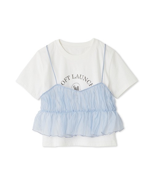 tシャツ ビスチェレイヤードロゴTシャツ レディース