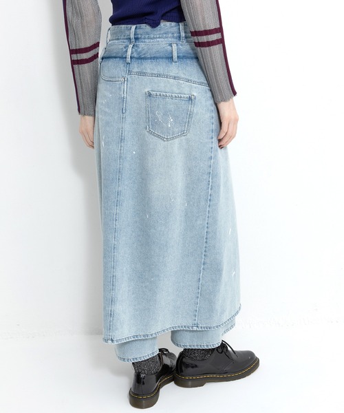 美品 AULA AILA 3WAY レイヤードデニムパンツ チュール シアー 値下げ【美品】AULA AILA 3WAYレイヤードデニムパンツ チュール