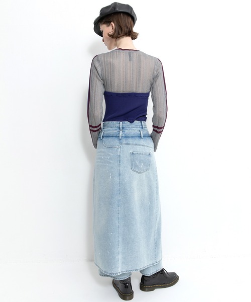美品 AULA AILA 3WAY レイヤードデニムパンツ チュール シアー 美品 AULA AILA 3WAY レイヤードデニムパンツ チュール シアー